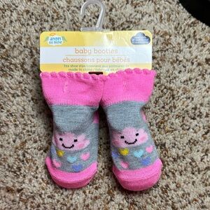 Angel of Mine Pink and Gray Baby Booties